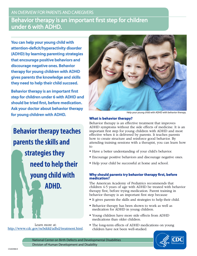 Behavior Therapy For Young Children With Adhd An Overview For Parents
